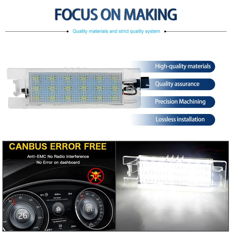 2x White LED License Plate Bulbs For Opel Astra J (2009-2015) – Canbus Anti-Error
