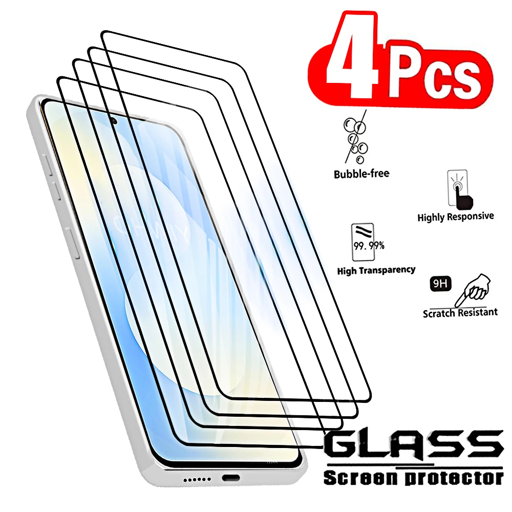 4-Pack Tempered Glass Full-Cover Screen Protectors - HD Clarity Protective Film