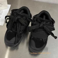 Mixed Color Thick Sole Sports Casual Shoes 2024 Summer New Round Toe Lace Up Street Fashion Sneakers Ladies Running Short Boots 2