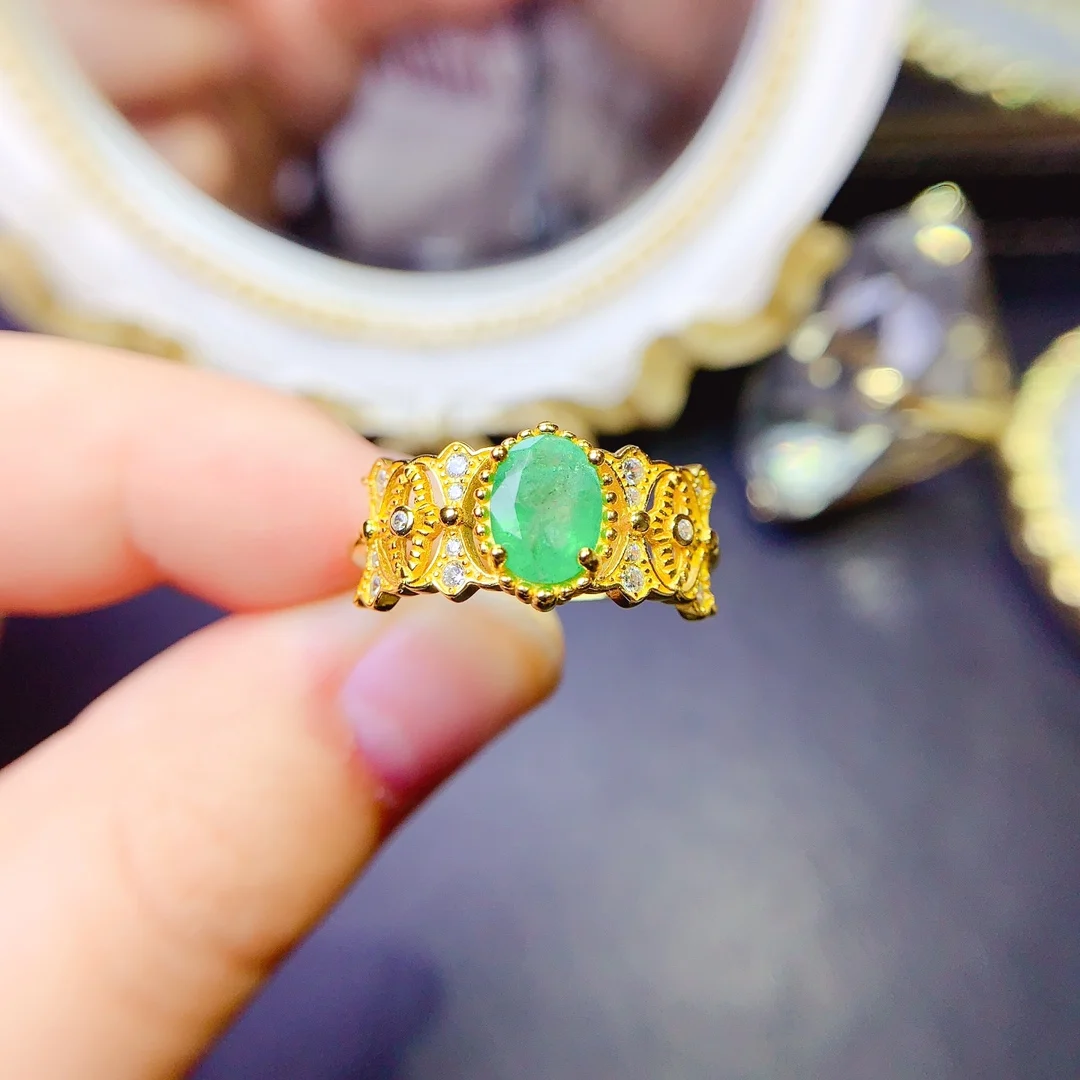 

All Natural Sterling Silver 925 Columbia Emerald Ring Ladies Luxury Natural Gemstone Jewelry Wedding Gift Boutique Free shipping