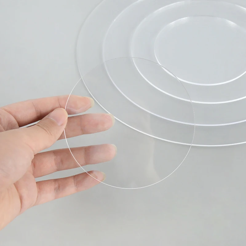 10/15/20/25cm Round Acrylic Cake Tray Circle Reusable Transparent DIY Art Cake Tool Tray Stand Baking Decoration Accessories