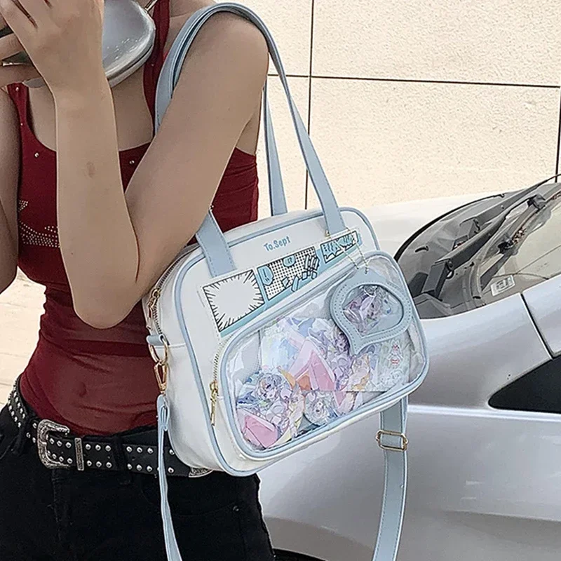 Japanese Comic Tote JK High School Girls Shoulder Bag Small PU Itabag Women College Student Crossbody Bags Ita Bag with Insert