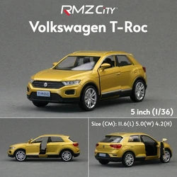 Diecast Alloy SUV Miniature - 1/36 Volkswagen T - Roc Toy Car (Gold)