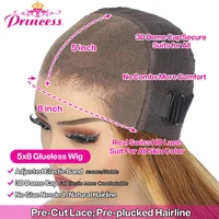 Princess Hair-Perruque sans colle de cheveux humains pré-épilés, perruque droite en surbrillance, perruque prête à porter, HD Lace Frmetals 5