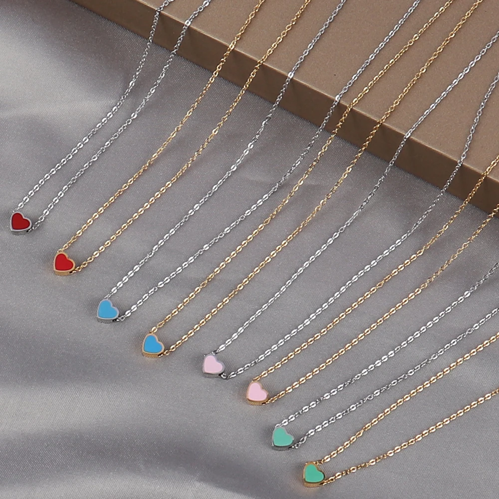 Ожерелья из нержавеющей стали для женщин цветное ожерелье с подвеской в форме