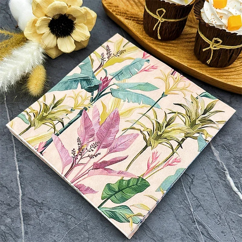 Paper Napkins Floral Printed Napkins Hotel Western Restaurant Table Cloth 20 Sheets Paper Towel