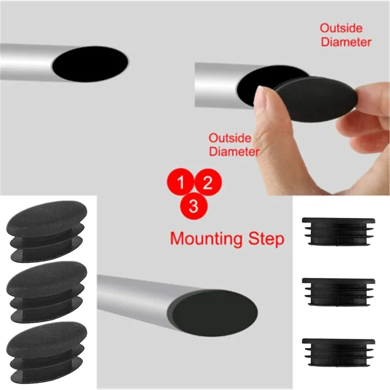 Oval Chair End Caps 50/100pcs Tubing Plug Cap Furniture Oval Pads Silicone Chair Leg Cap For Desk Protector Leveling Feet System