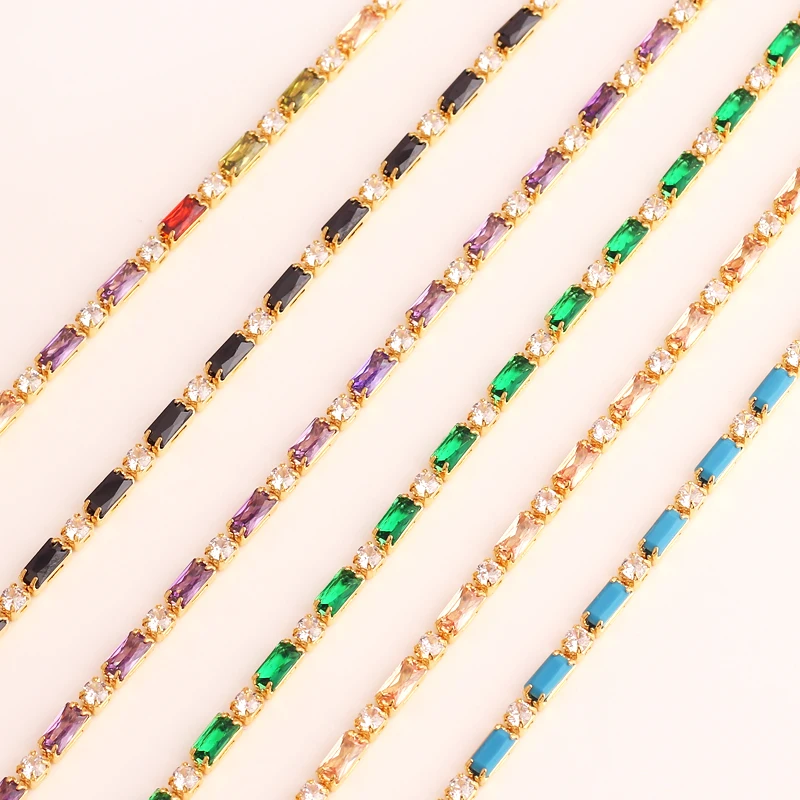 Rainbow Iced Out Zircon Tennis CZ Bracelet Women's Stretch Adjustable Bracelet Hippie Fashion Accessories Jewelry Gifts