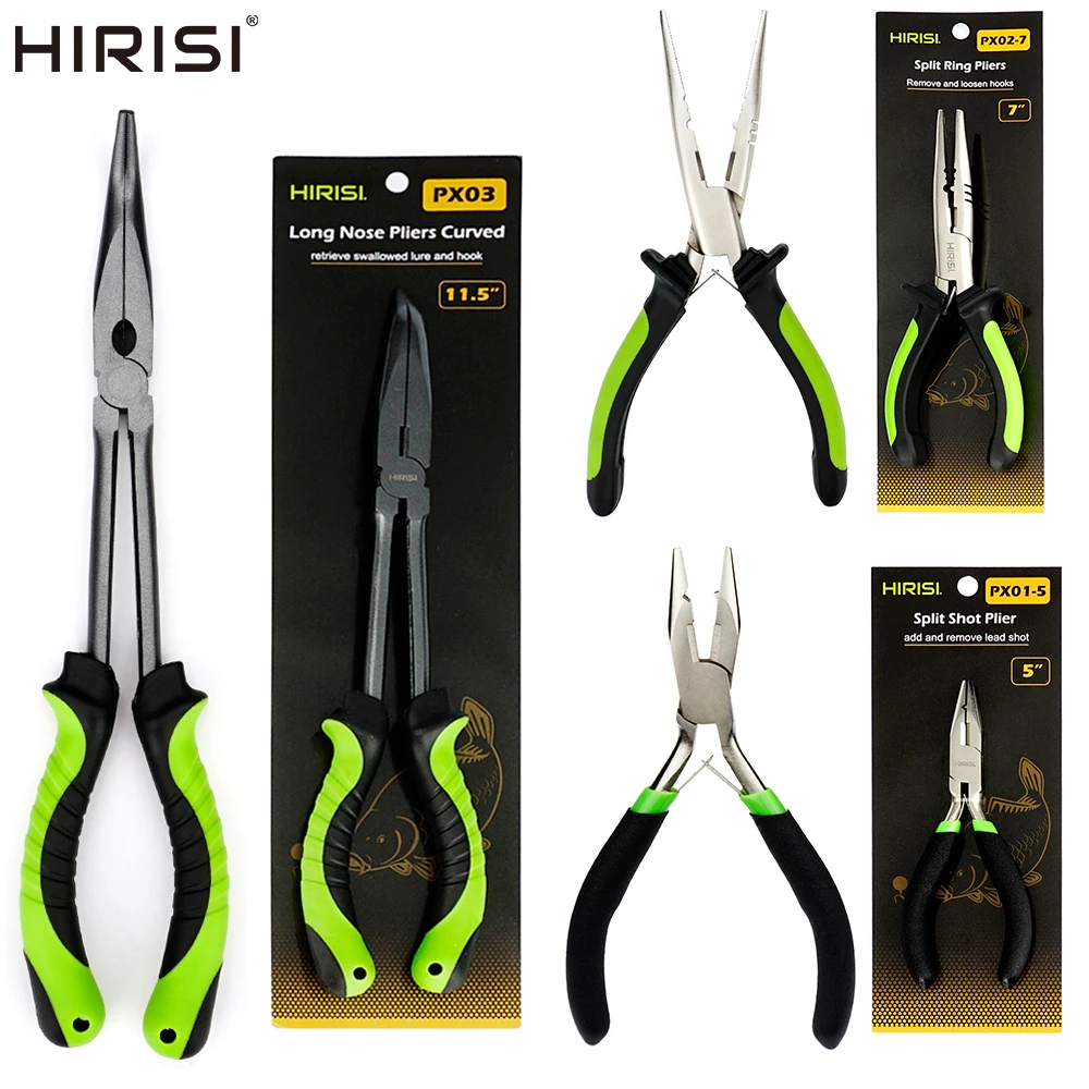 Hirisi Angelzange mit gebogener Nase, Salzwasser-Multitool, Teflon-beschichteter Angelzubehör aus Kohlenstoffstahl PX03