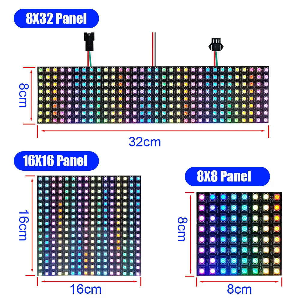 DC5V WS2812B LED Panel Individually Addressable WS2812 5050 RGB Digital Flexible Pixel Module Matrix Screen Light 8x8 16x16 8x32 led light,led modules,led module,led panel light
