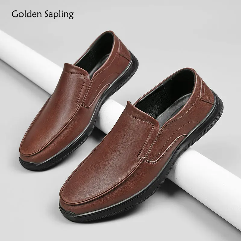 

Golden Sapling Men's Dress Shoes Genuine Leather Flat Casual Business Men Loafers Leisure Party Footwear Formal Social Moccasins