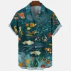 2024 Summer Men's Shirts Sea Animals Seahorse Fish 3d Loose Hawaiian Casual Short Sleeve Tops 5