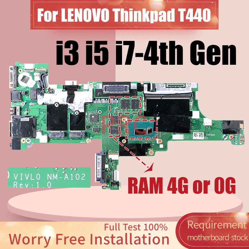 NM-A102 для ноутбука LENOVO Thinkpad T440, материнская плата, I3-4010U 04X4011 04X5015 00HM165, материнская плата ноутбука