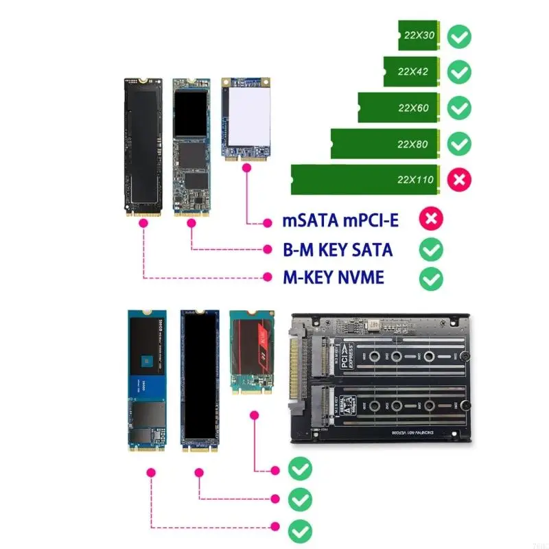M.2 SSD U.2 어댑터 2In1 M.2 Nvme 및 버스 SSD PCIE U.2 SFF-8639