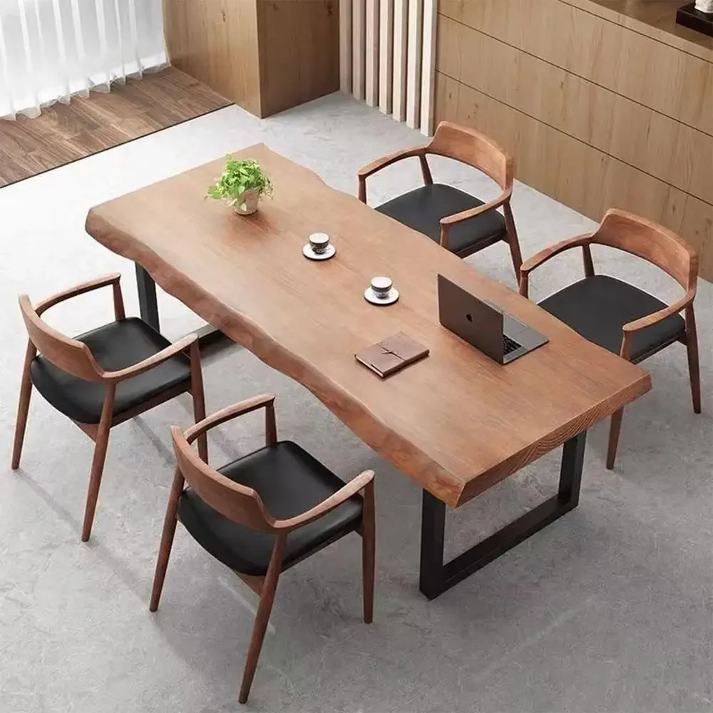 Solid Wood Office Desk Dining Table Handmade Multi Functional Easy Assembly Stylish Modern Farmhouse Design 3