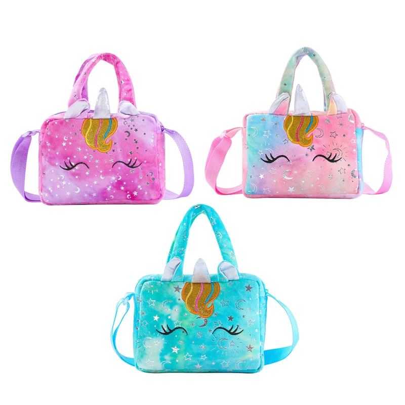 

Soft Plush Shoulder Purse Winter Unicorn Totes for Children Mini Handbags Girls Animal Crossbody Bag Cute Sequins Satchel Bags