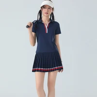 Ensemble jupe-short plissée à manches courtes pour femme, séchage rapide, respirant, pour le tennis, le golf, la course et l'entraînement sportif 1