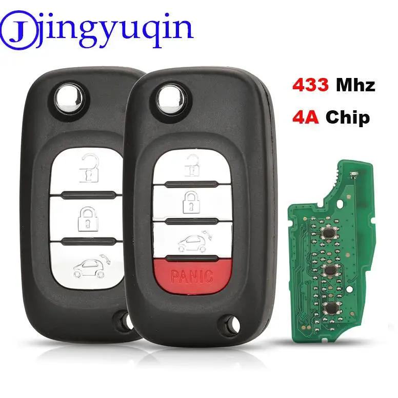 

jingyuqin Remote Car Key 433MHz 4A Chip pcf7952e For BENZ SMART Foding flid Key Control Key