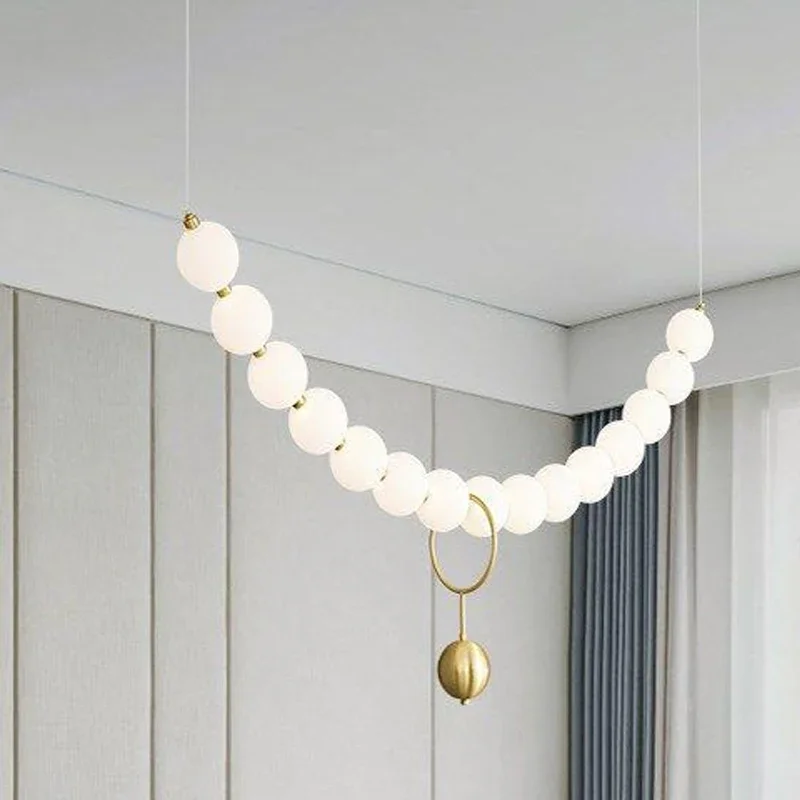 

Modern Light Luxury LED Pendant Lamp Creative Pearl Ball Chandelier Living Room Bedroom Restaurant Decor Fixture Pendant Lights