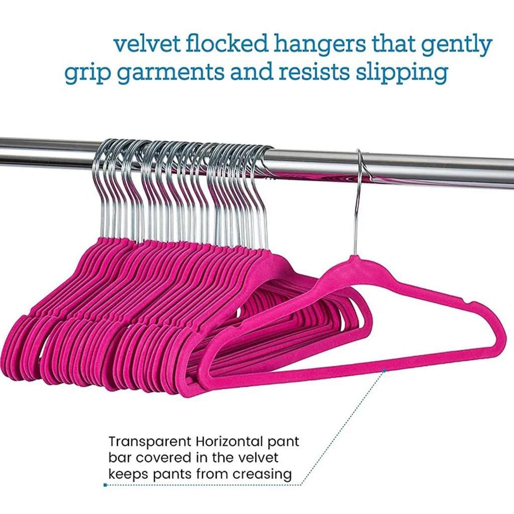 10/20/30Pcs Baby Non-Slip Velvet Hangers Space Saving 360 Degree Swivel Hook Flocked Felt Kids Clothes Drying Rack Organizer 4