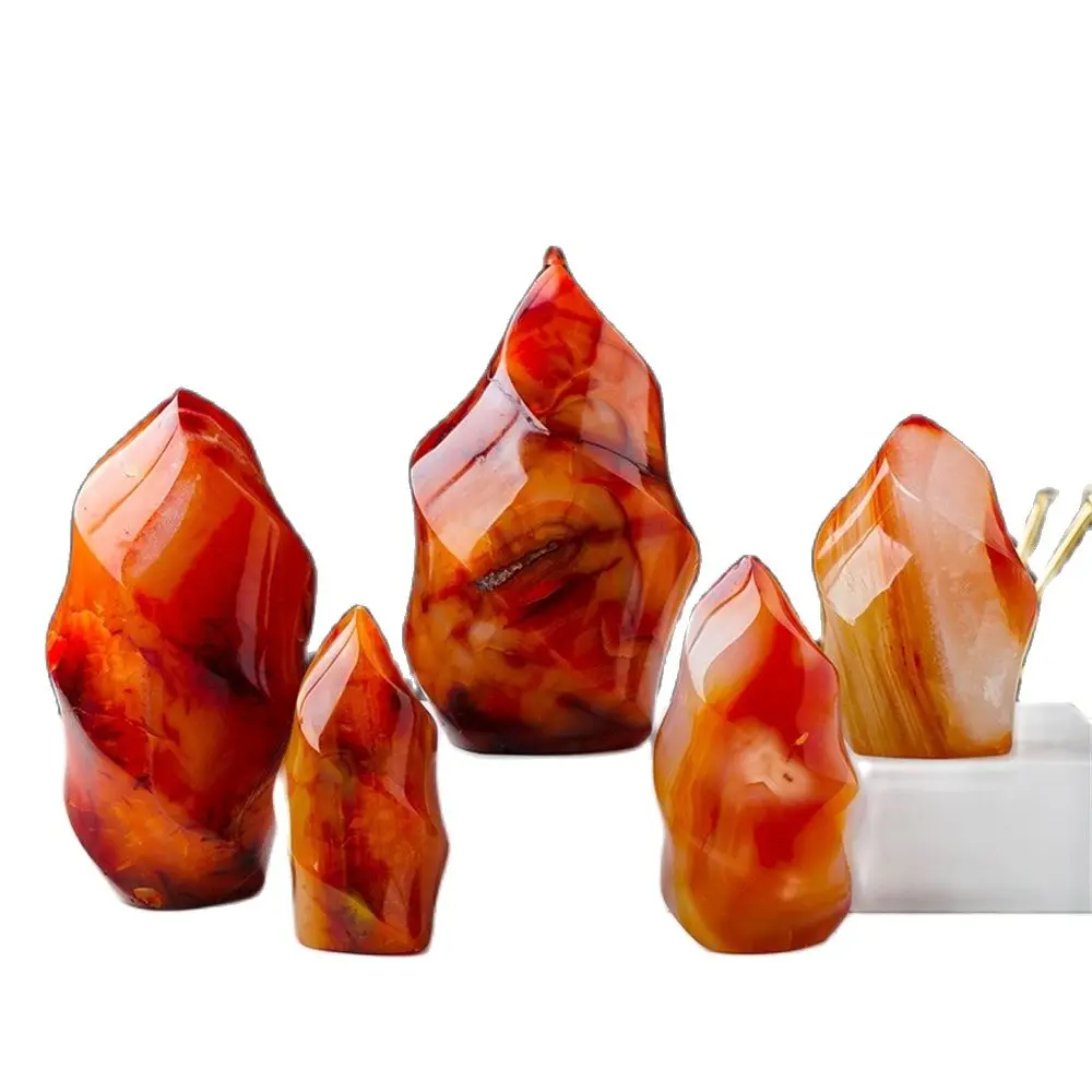 

Natural Red Agate Torch Crystal Flame Carnelian Quartz Gemstone Free Form Fire Healing Reiki Decor Meditation Stone