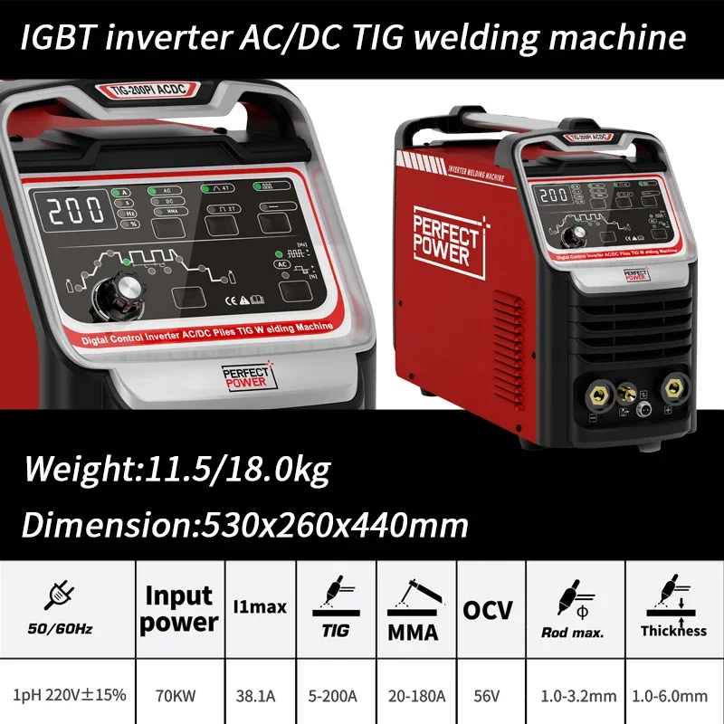 PERFECT POWER IGBT Tig Welder Ac Dc Inverter Welder Digital Aluminum Weldimg Machine Tig Welders Welding Machine TIG 250PI 4