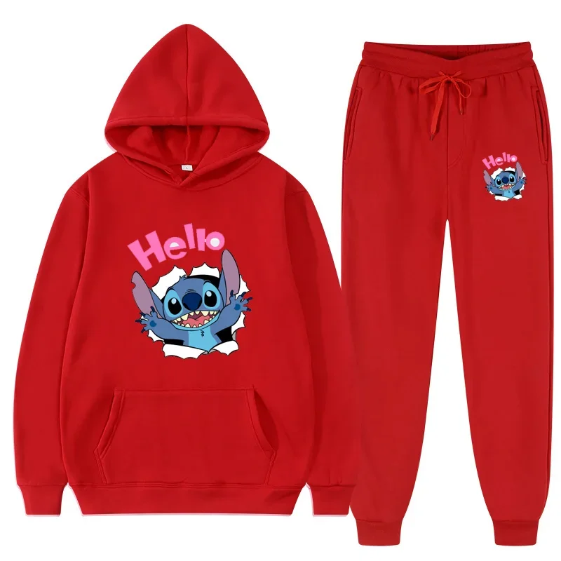 thumbnail image 1 of Disney-Sudadera con capucha de Hello Stitch para hombre y mujer, conjunto de ropa deportiva de ocio, de película de Lilo, para otoño e invierno, 2024, 1 of 5