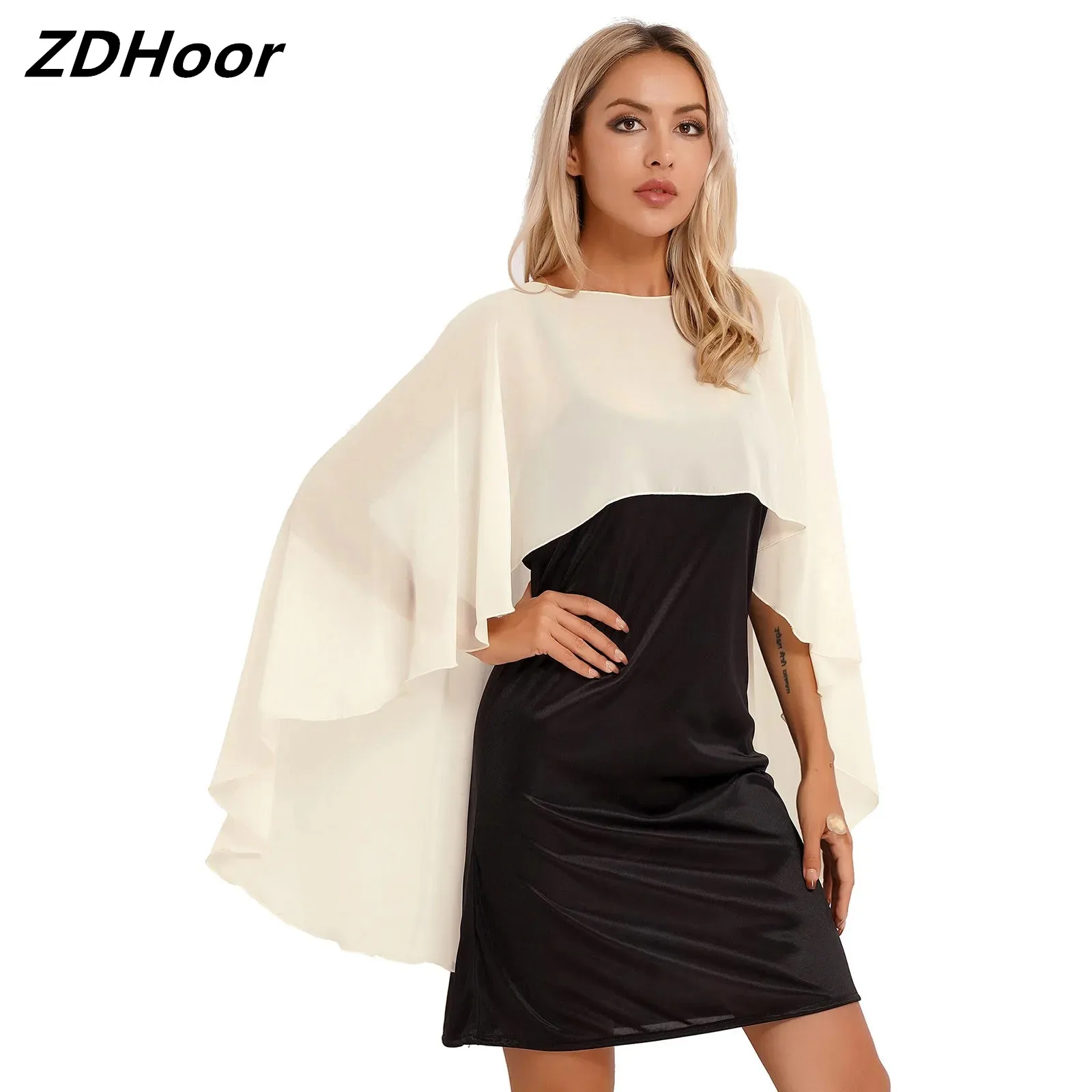 Womens Ladies Soft Lightweight Chiffon High Low Shawl Wedding Capes Shrug Bridal Long Shawl And Wraps