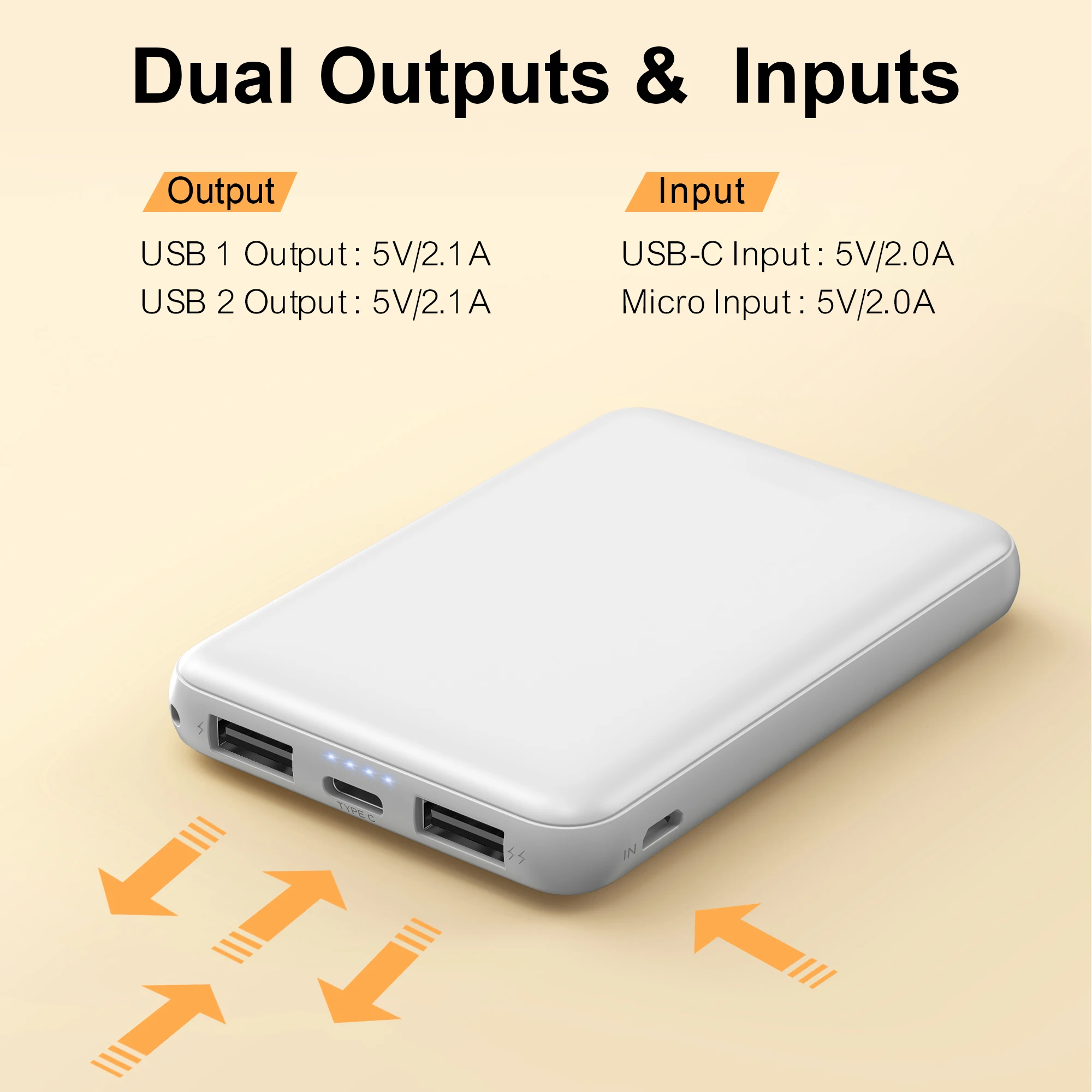 Mini Power Bank 6000mAh Portable Charger, 6