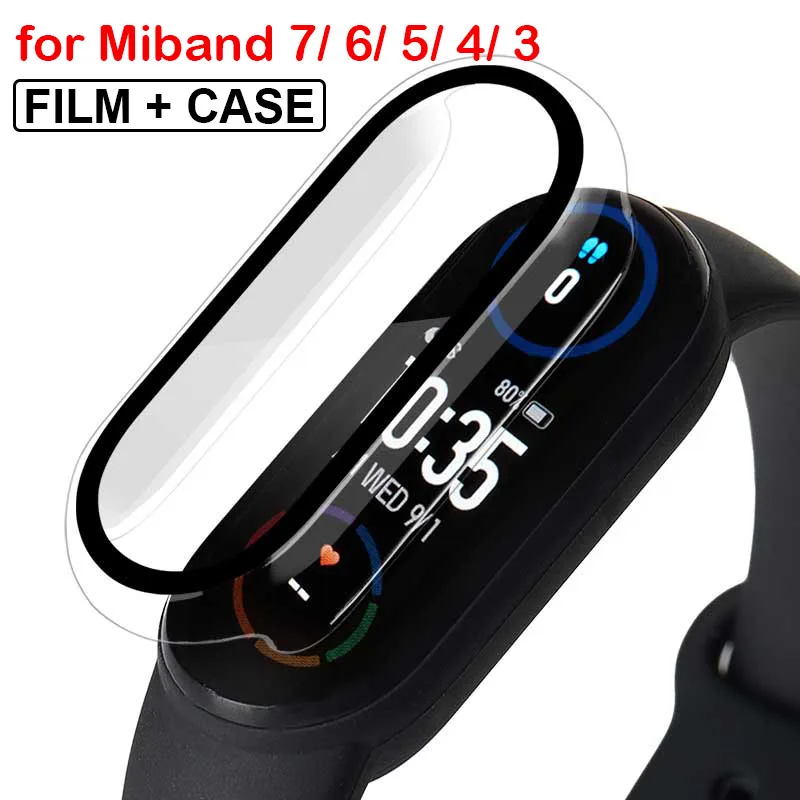 Funda completa para Xiaomi Mi Band 7, 6, 5, 4, 3, Protector de pantalla, película 3D, NFC, Marco a prueba de golpes