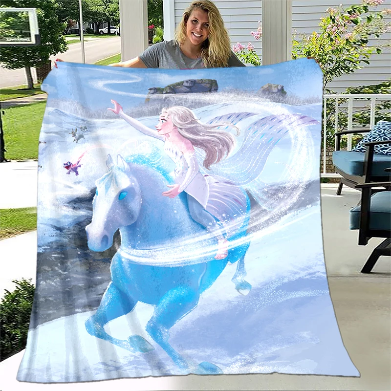 Congelado dos Desenhos Animados Elsa Princesa Impressão Flanela Fofo Velo Lance Cobertor Crianças Adulto Presente Sofá Viagem Acampamento Piquenique Cobertores - Imagem 5