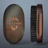 Gracemen Premium Dark Retro Beard Brush Oval Facial Brush for Men – 100 % Boar Bristle and Old-Styled Wooden Handle Hair Comb