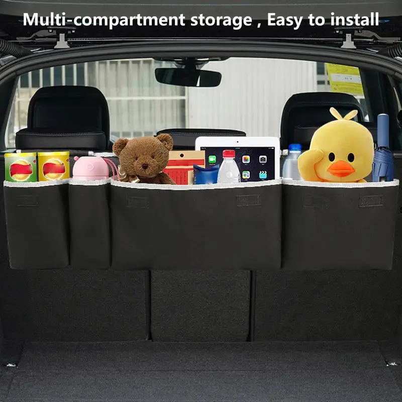 

Trunk Organizer For SUVCollapsible With Foldable Table Tray PULeather Storage Organizer With Pockets Kick Mats Interioraccessory