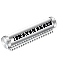 Adjustable Aluminum Alloy Temporary Parking Number Plate - Black/Silver/Blue (Silver)