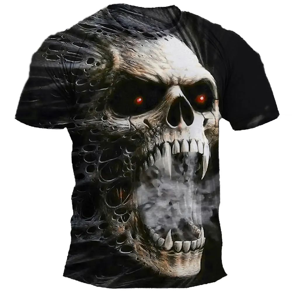 

3D Print Skull T Shirt For Men Daily Summer Fashion Trend Tee Shirt Leisure Men T shirt Tight Fitting Dazzling Cool Short Sleeve