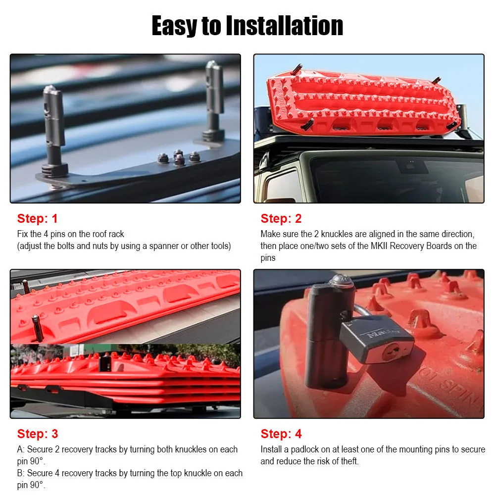 Mounting Pins for MaxTrax MKII Recovery/Traction Boards, Lockable