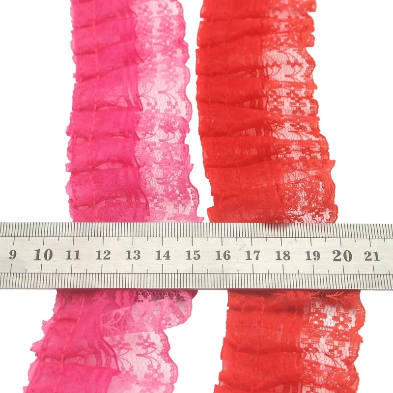 2 Yards/bag Solid Color Lace Wrinkle Lace Wedding Satin Ribbon Knot DIY Fabric Ribbons Crafts Accessories Materials Sew