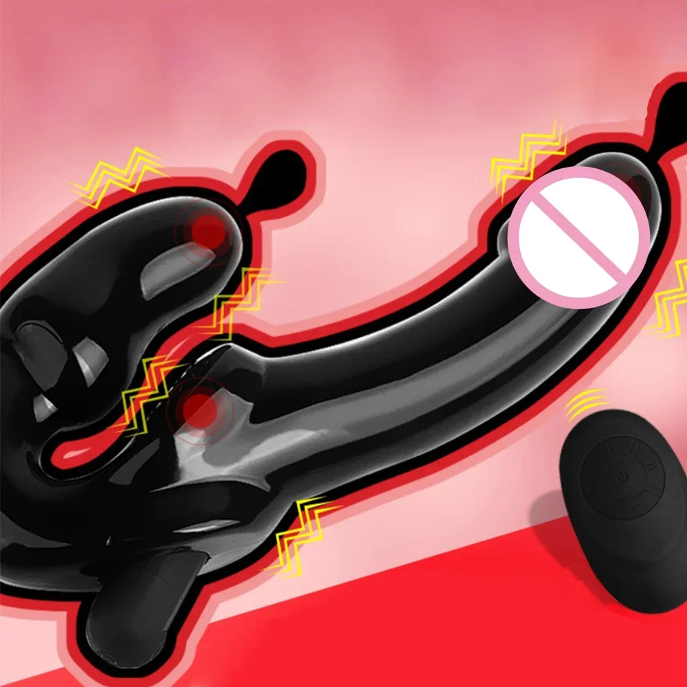 Sex Toys Strapless Strap-on Dildo Vibrator Strapon for Lesiban Remote Control 10 Speed Double-heads Vibrator for Women Adult