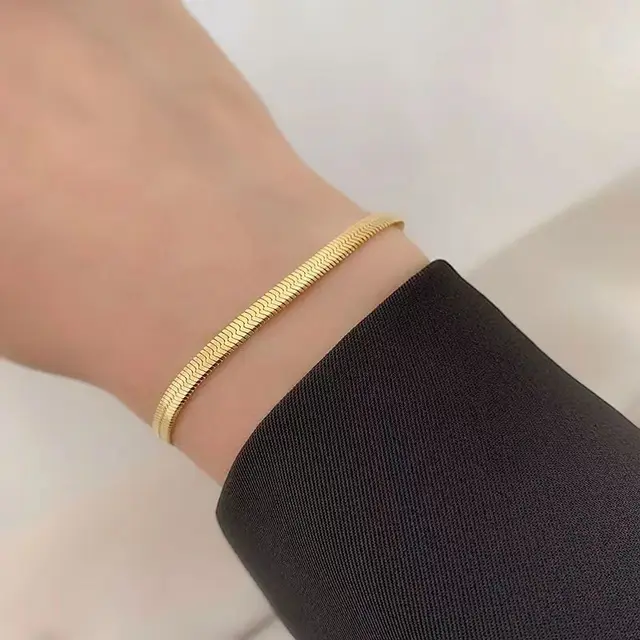 95091-e773cb.jpg HIPEE tendance acier inoxydable plat serpent os chaîne Bracelet pour femmes hommes 2/3/4/5MM largeur serpent chaîne bracelets bijoux cadeaux de fête