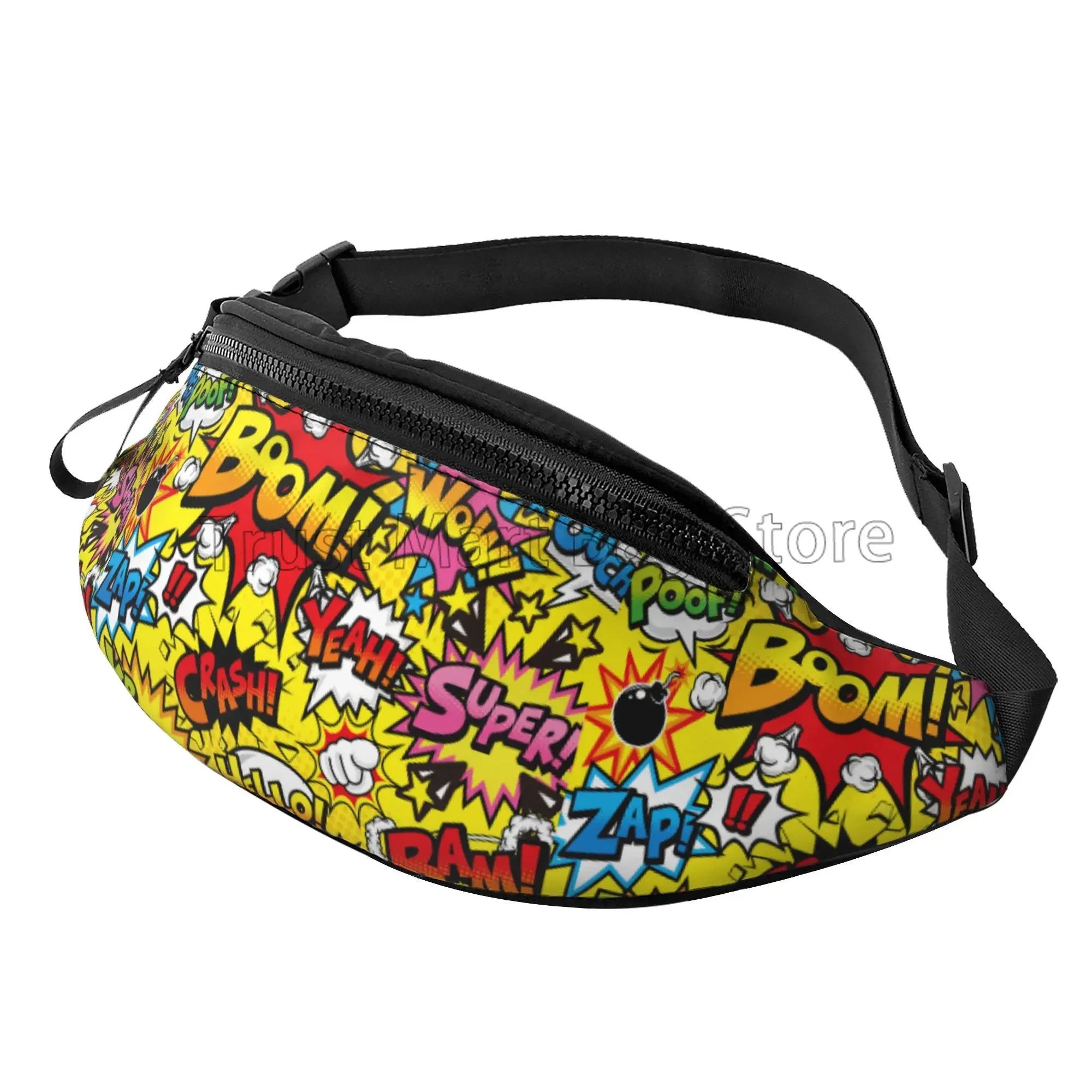 

American Comic Book Collection Pop Art Fanny Pack Crossbody Bags for Men Women Hip-hop Large Waist Bag for Outdoors Travel