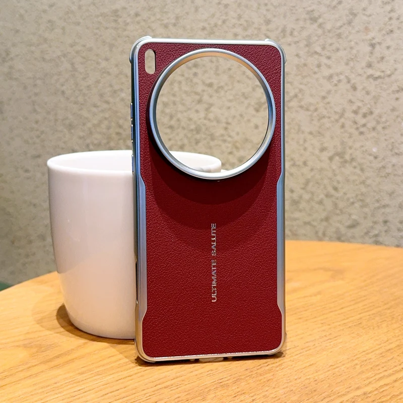 Premium PU Leather Magnetic Wireless Charging Protective Back Cover Case