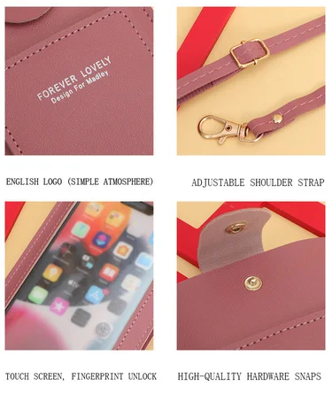 Damen Taschen weiches Leder Brieftaschen Touchscreen Handy Geldbörse Cross body Schulter gurt Handtasche für weibliche billige Damen Taschen – Detail 6