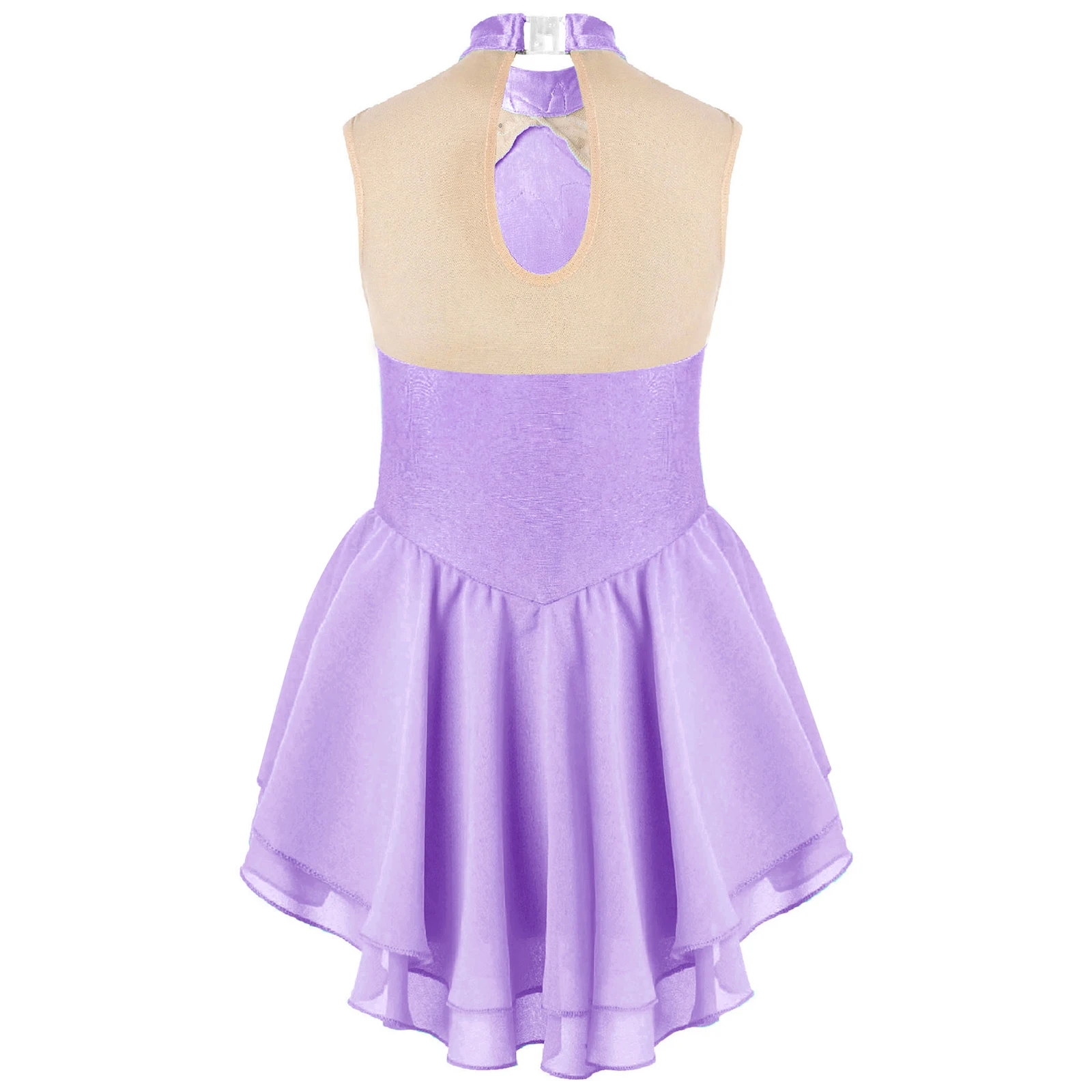 Figure Ice Skating Dress for Girls Ballet Gymnastics Leotard Floral Rhinestone Mesh Splice Skater Dance Competition Costume ballet leotard dance leotard ballet dress girls dance costumes