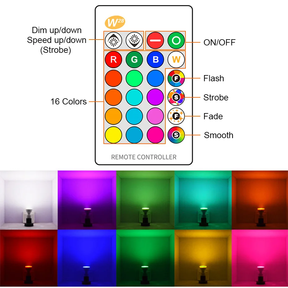 Description Picture 5 of item4Pcs LED Bulb Light GU10 RGB Dimmable Atmosphere Night 8W Spotlight with IR Remote Control Memory Function for Living Room