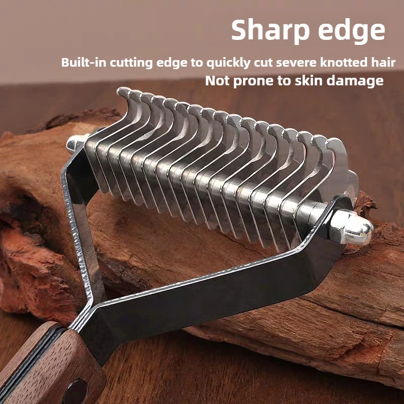 Walnut open-knot comb for pets Solid wood double-sided blade Dog hair comb Cat thin unknot dog grooming pet products cat grooming brush