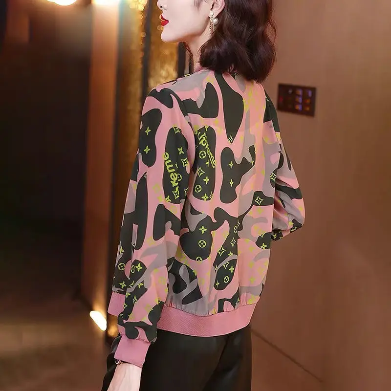 Camouflage Chiffon Long-sleeved Sunscreen Jacket Women's Summer Casual Baseball Uniform Loose Short Coat 5XL