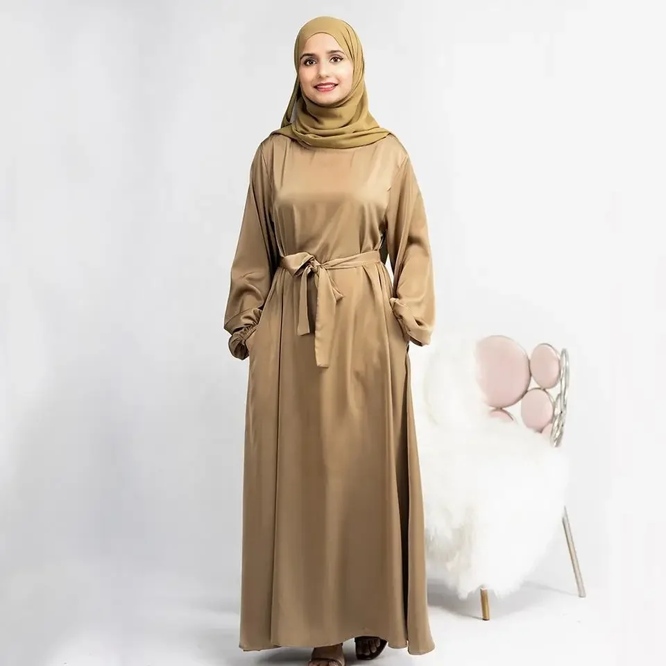 Ramadan Satin Abaya Muslim Dress Turkey Simple Abayas for Women Dubai Luxury African Dresses Islamic Clothing Kaftan Hijab Robe
