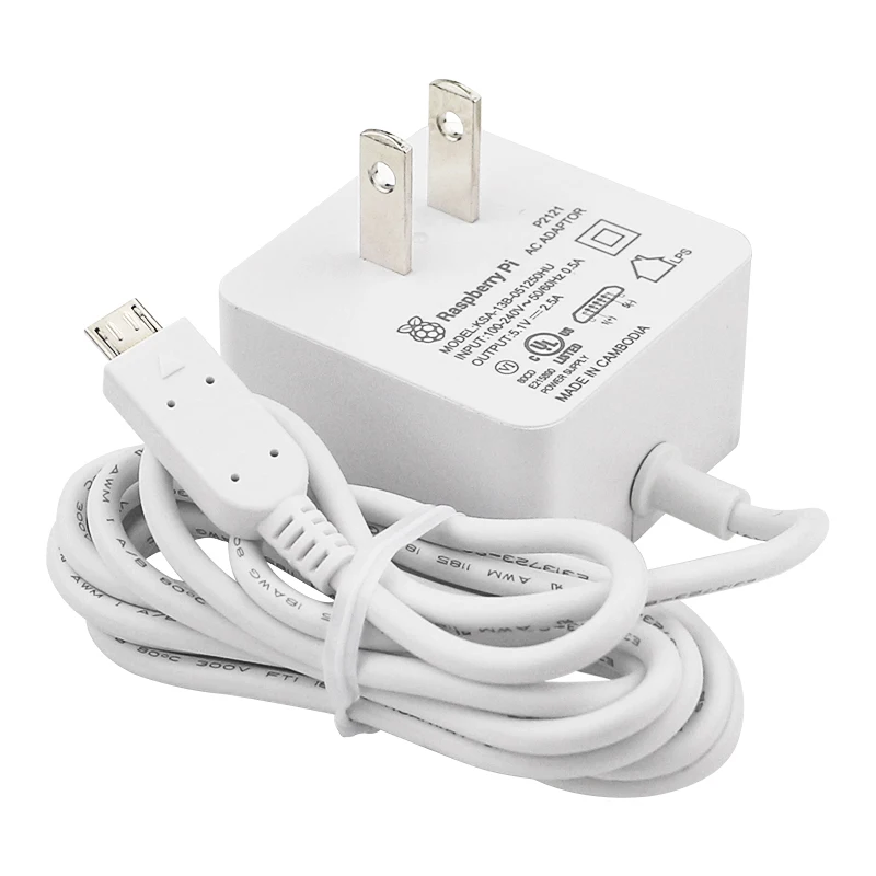 Raspberry pi 12.5w Fonte de Alimentação 5.1v 2.5a Micro Usb Adaptador de Alimentação 18awg Cabo para Raspberry pi 3b Mais 3b Zero w ue Eua Reino Unido Plug - Imagem 2