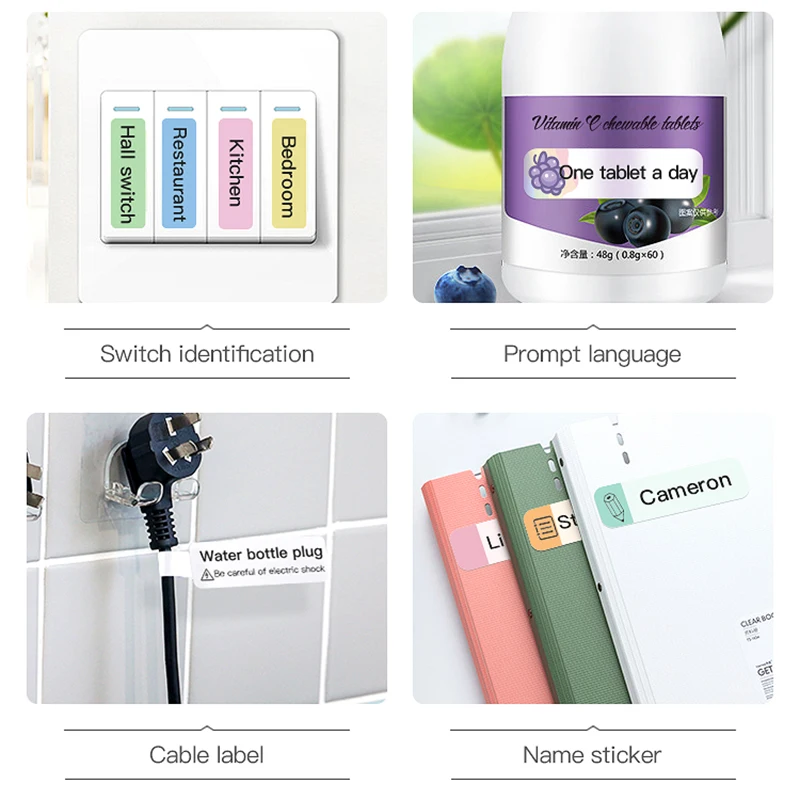 3Rolls NIIMBOT D11-H/D110-M/D101 Label Printer Sticker Household Storage Office Color Cartoon White Clear Label Paper Waterproof