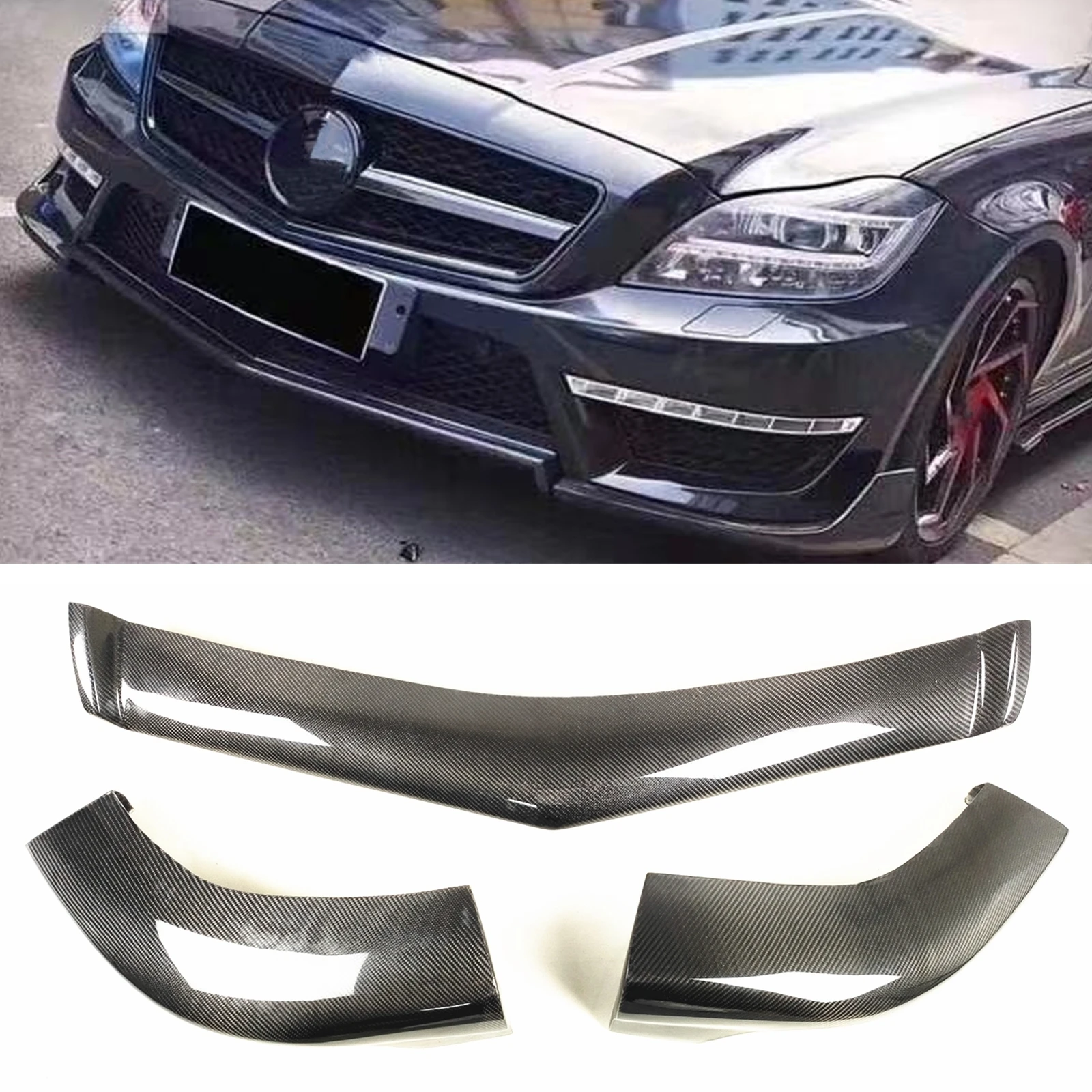 

Car Front Bumper Spoiler Lip Splitter Lower Guard Carbon Fiber For Mercedes Benz W218 CLS63 R Style AMG 2011-2014